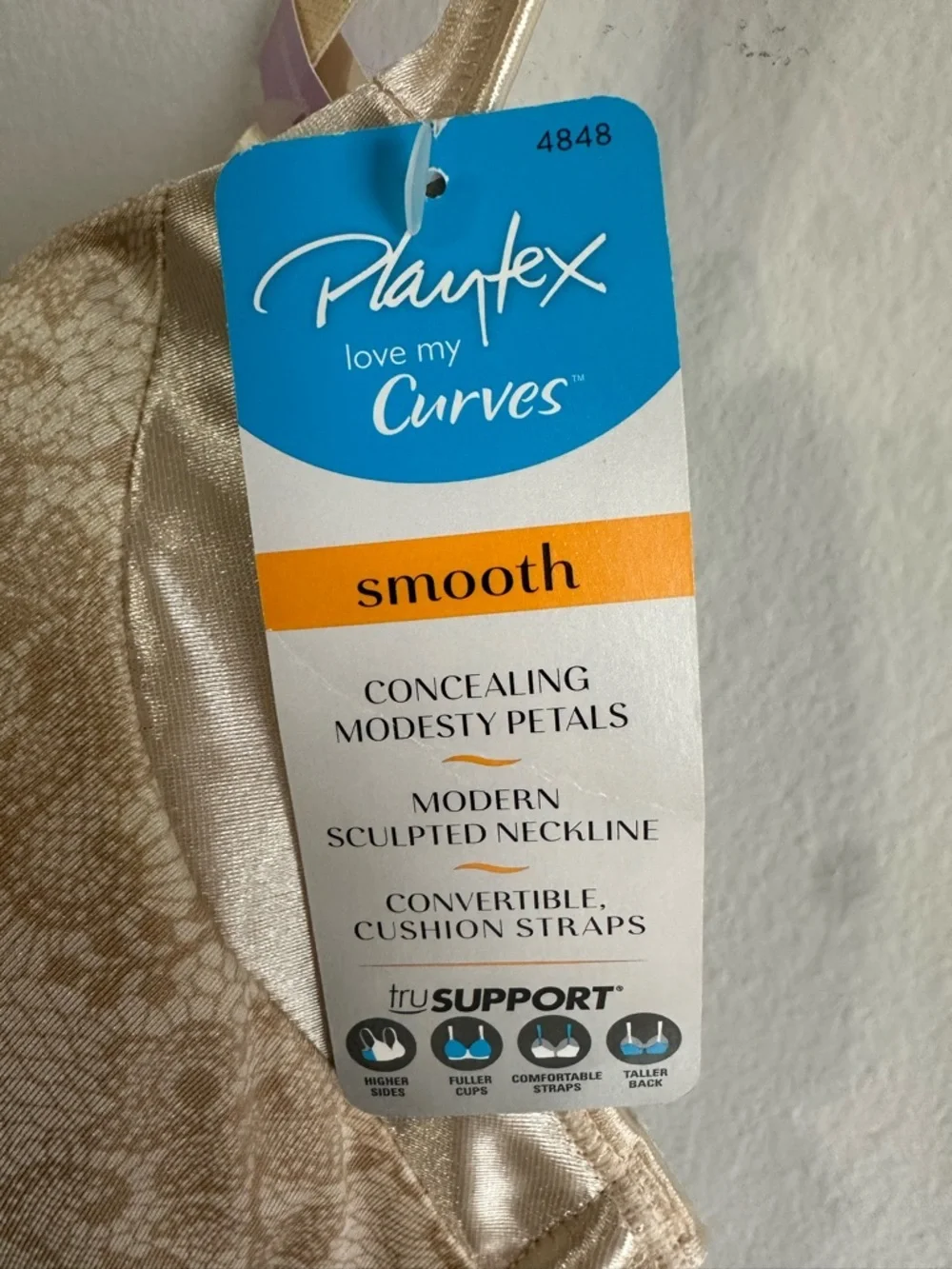 Playtex Women's Love My Curves Beige Floral Bra Size 38D
